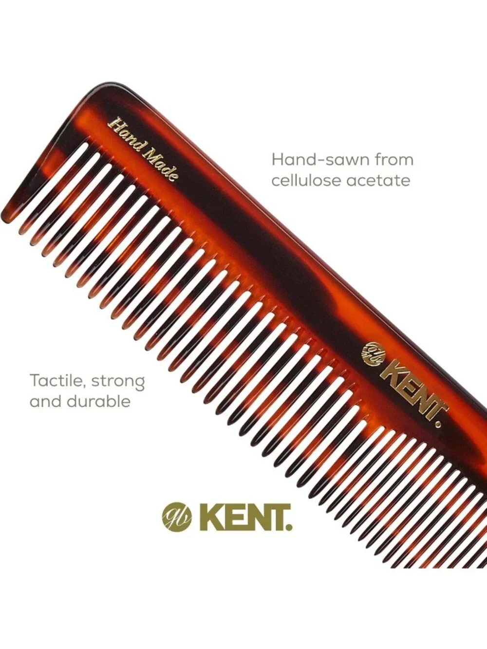 Handmade Tortoise Detangling Comb for All Hair Types - Fine & Wide Tooth